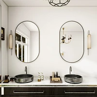 Homlux Oval Wall Mounted Mirror 22"x38" in Black