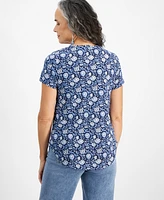 Style & Co Petite Floral-Print T-Shirt, Created for Macy's