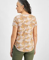 Style & Co Women's Printed Crewneck Short-Sleeve Tee, Created for Macy's