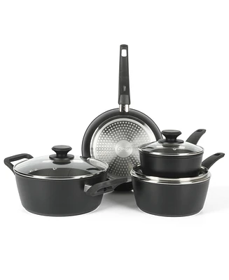 Oster Connelly 7 Piece Aluminum Premium Nonstick Pots and Pans Cookware Set W/ Induction & BakelteStay Cool Handle - Black