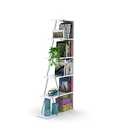 Streamdale Furniture Modern 5 Tier Ladder Bookshelf Organizers, Narrow Bookshelf For Small Spaces