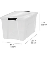 Iris 4 Pack 72qt Plastic Storage Bin with Lid and Secure Latching Buckles, Pearl