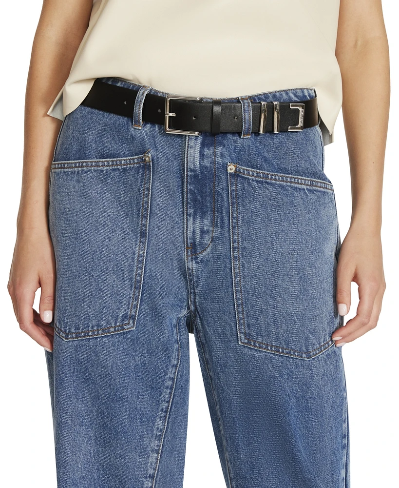 Steve Madden Women's Textured Double-Keeper Belt