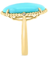 Effy Turquoise & Diamond Accent Rope Frame Statement Ring in 14k Gold