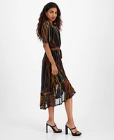 Connected Petite Chiffon Ruffle-Trimmed Sheath Dress