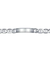 Bling Jewelry Bar Name Plated identification Id Bracelet 10MM Marine Mariner Chain Link 250 Gauge .925 Sterling Silver Made Italy 8.5 Inch