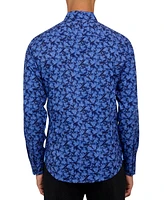 Brooklyn Brigade Men's Non-Iron Performance Stretch Moisture-Wicking Abstract Floral Button-Down Shirt