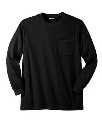 KingSize Big & Tall Shrink-Less Lightweight Long-Sleeve Crewneck Pocket T-Shirt