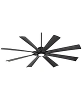 Possini Euro Design 70" Defender Modern Large Indoor Outdoor Ceiling Fan with Led Light Remote Control Matte Black Damp Rated for Patio Exterior House