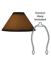 Set of 2 Empire Lamp Shades Distressed Faux Paper Brown Large 6" Top x 19" Bottom x 12" High Spider with Replacement Harp and Finial Fitting