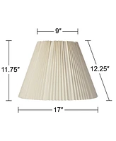 Set of 2 Hardback Empire Knife Pleated Lamp Shades Eggshell White Large 9" Top x 17" Bottom x 12.25" High Spider with Replacement Harp and Finial Fitt