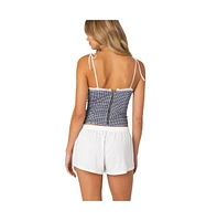 Edikted Women's Peekaboo Lacey Gingham Corset