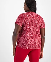 Id Ideology Plus Snakeskin-Print Mesh T-Shirt, Created for Macy's