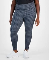 Id Ideology Plus Compression Zig Zag Geometric-Print Leggings, Created for Macy's