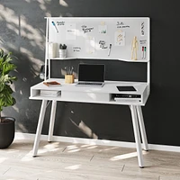 Streamdale Furniture Study Computer Desk With Storage & Magnetic Dry Erase Board