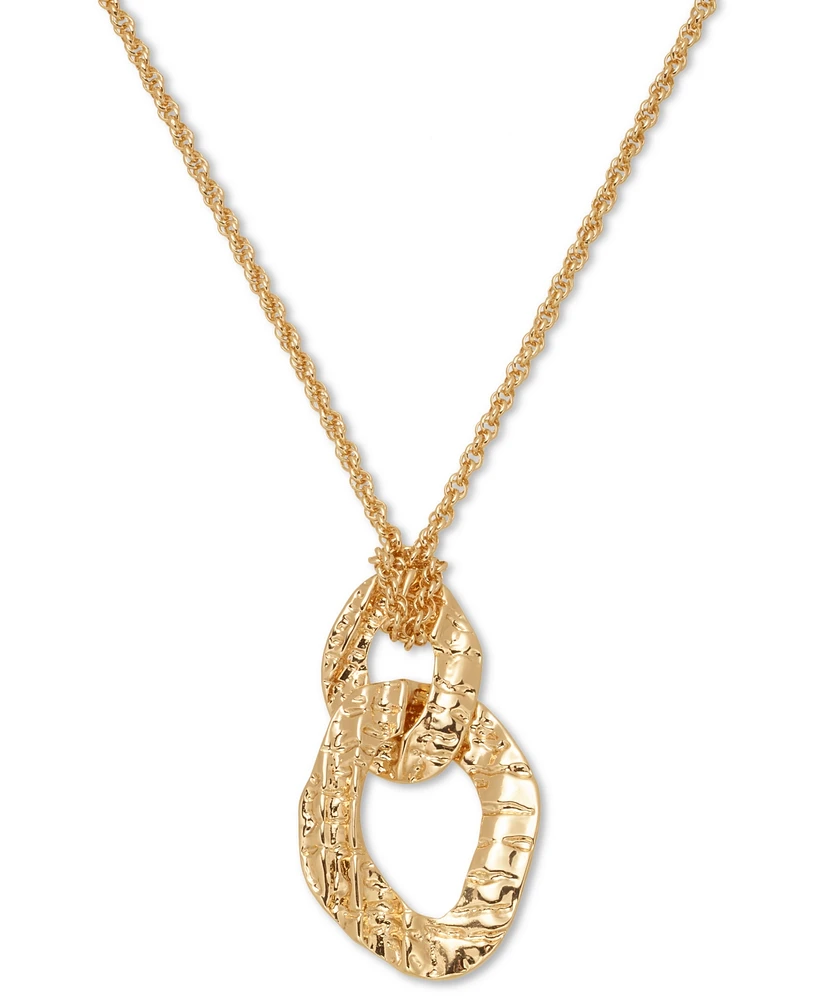 I.n.c. International Concepts Textured Interlocking Long Pendant Necklace, 30" + 3" extender, Created for Macy's