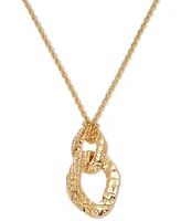 I.n.c. International Concepts Textured Interlocking Long Pendant Necklace, 30" + 3" extender, Created for Macy's