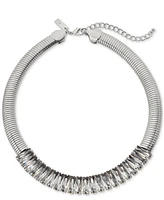 I.n.c. International Concepts Silver-Tone Crystal & Snake Chain Collar Necklace, 17" + 3" extender, Created for Macy's