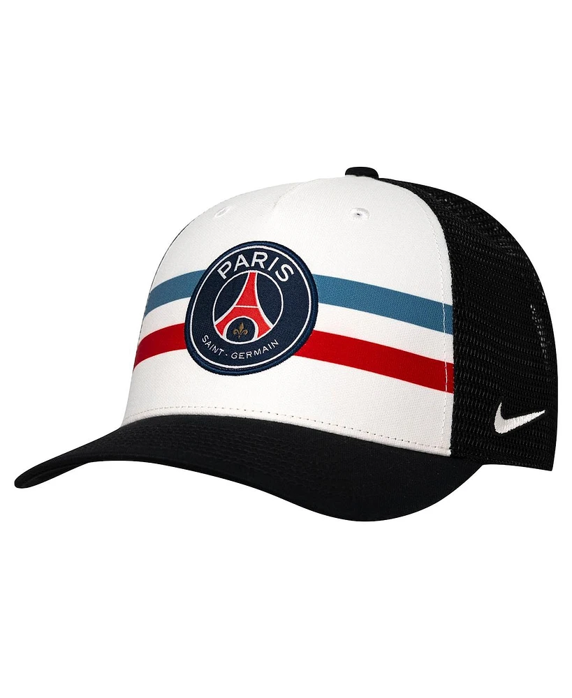 Nike Men's White/Black Paris Saint-Germain Trucker Stretch-Snap Adjustable Hat