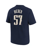 Nike Big Boys and Girls Shane Bieber Navy Cleveland Guardians 2024 City Connect Name Number T-Shirt