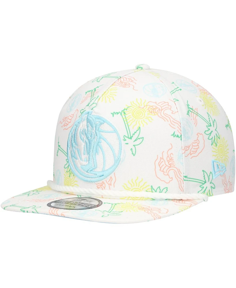 New Era Men's White Dallas Mavericks Palm Trees and Waves Golfer Adjustable Hat