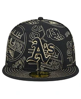 New Era Men's Black Oakland Athletics 59FIFTY Day Allover Fitted Hat