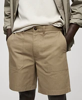 Mango Men's Herringbone Cotton Bermuda Shorts