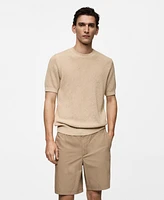 Mango Men's Structured Cotton Knit T-Shirt