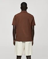 Mango Men's Cotton Short-Sleeved Shirt