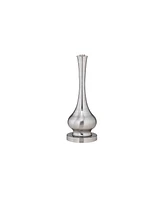 Possini Euro Design Modern Buffet Table Lamp 32" Tall Skinny Brushed Nickel Silver Metal Gourd White Fabric Cylinder Shade Decor Bedroom Living Room H