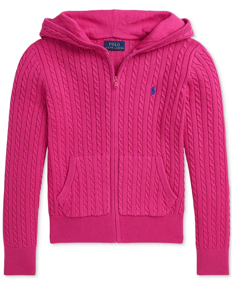 Polo Ralph Lauren Big Girls Mini-Cable Cotton Full-Zip Hoodie