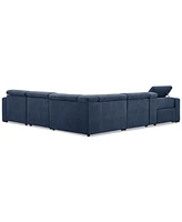 Nevio 6-Pc. Fabric Power Headrest Sectional with Chaise & Console and 1 Motion Chair