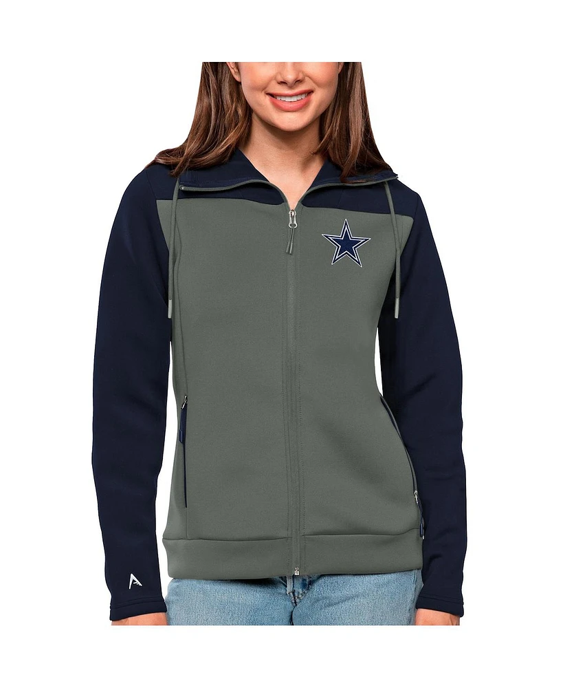 Antigua Women's Navy/Steel Dallas Cowboys Protect Full-Zip Jacket