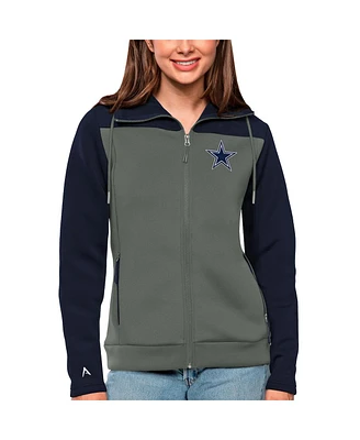 Antigua Women's Navy/Steel Dallas Cowboys Protect Full-Zip Jacket