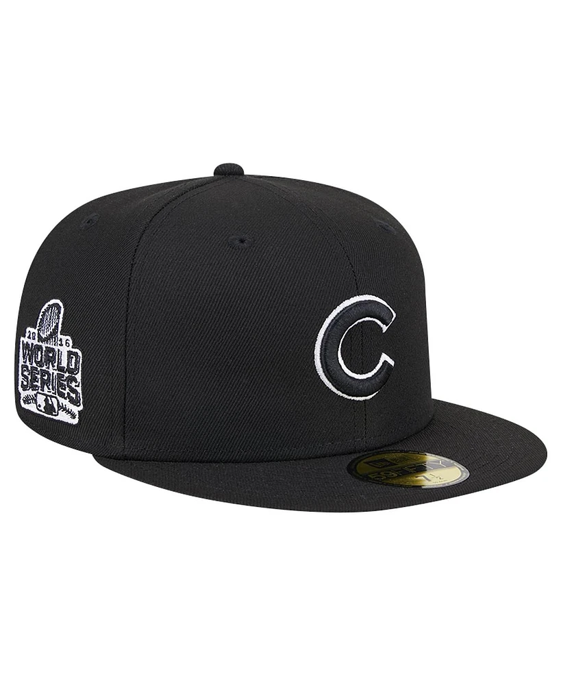 New Era Men's Black Chicago Cubs Logo 59FIFTY Fitted Hat