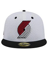 New Era Men's White/Black Portland Trail Blazers Throwback 2Tone 59FIFTY Fitted Hat