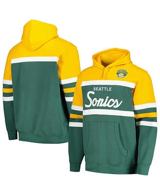 Mitchell & Ness Men's Green/Gold Seattle SuperSonics Head Coach Pullover Hoodie