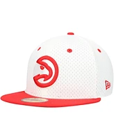 New Era Men's White/Red Atlanta Hawks Throwback 2Tone 59FIFTY Fitted Hat