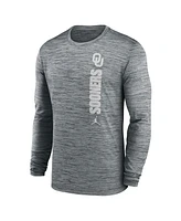 Jordan Men's Heather Gray Oklahoma Sooners 2024 Sideline Velocity Performance Long Sleeve T-Shirt