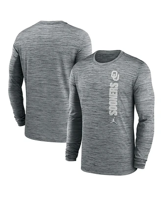 Jordan Men's Heather Gray Oklahoma Sooners 2024 Sideline Velocity Performance Long Sleeve T-Shirt