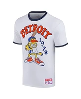 Ripple Junction Men's White Garfield Detroit Baseball Ringer T-Shirt