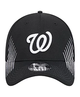 New Era Men's Black Washington Nationals Active Dash Mark 39THIRTY Flex Hat