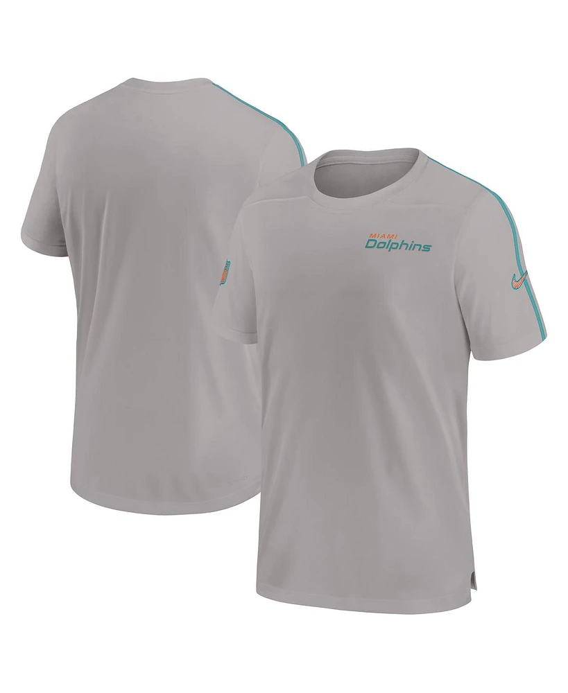 Nike Men's Gray Miami Dolphins 2024 Sideline Coach Uv Performance T-Shirt