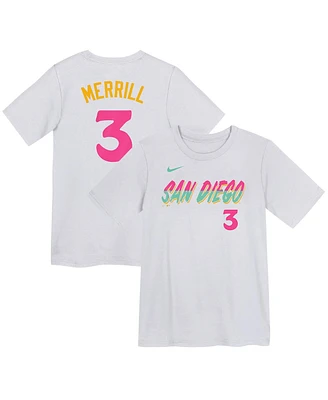 Nike Preschool Jackson Merrill White San Diego Padres City Connect Player Name Number T-Shirt