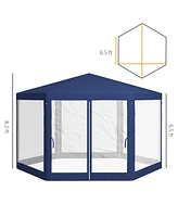 Streamdale Furniture Spacious Hexagon Screen Party Tent with Sidewalls for Bug-Free Outdoor Gatherings