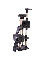 Simplie Fun Spacious Cat Tree with Cozy Condo, Scratching Posts, Toys, and Perch