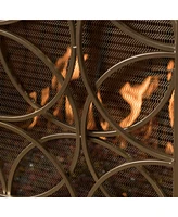 Streamdale Furniture Elegant Iron Fireplace Screen with Overlapping Circle Pattern