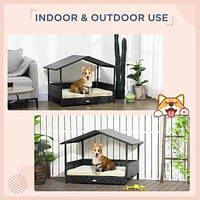 Streamdale Furniture Outdoor Pe Rattan Dog Bed with Canopy Cozy, Durable, Elevated Retreat