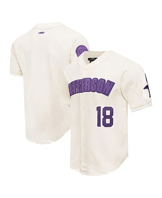 Pro Standard Men's Justin Jefferson Cream Minnesota Vikings Name Number Triple Tonal Button-Up Baseball Jersey