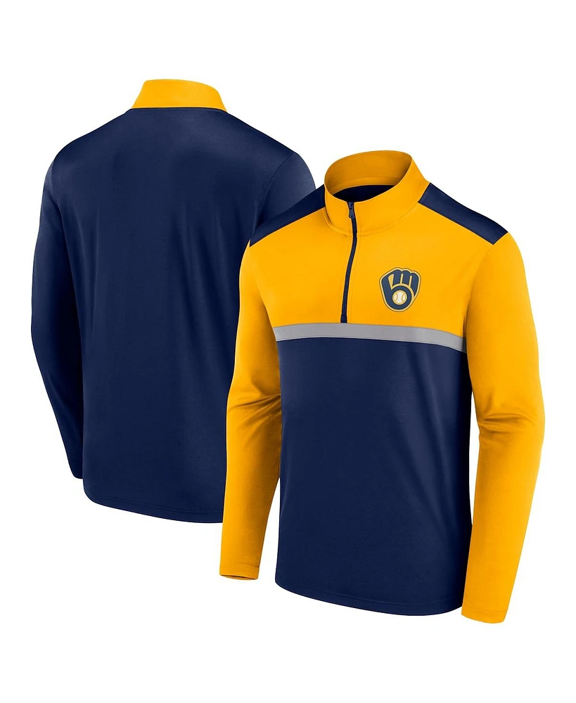 Fanatics Men's Navy Milwaukee Brewers Unstoppable Quarter-Zip Top